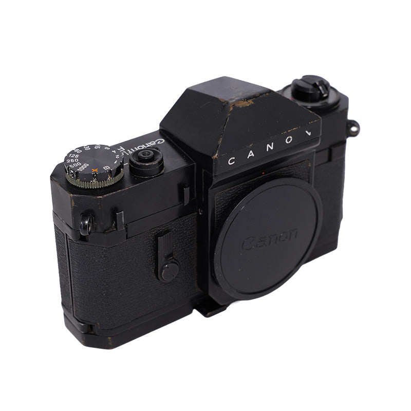 Brugt Canon Canonflex RP i sort set forfra med Canon husdæksel