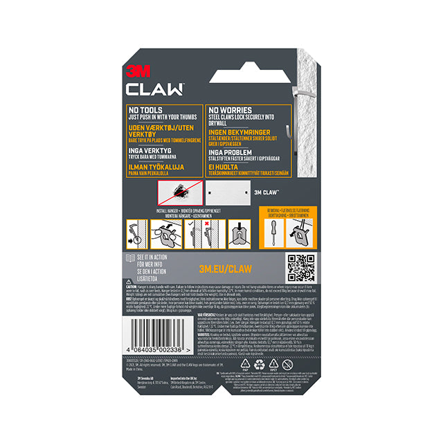 3M Claw Hook Billedophæng Gipsvæg <20 kg
