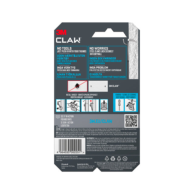 3M Claw Hook Billedophæng Gipsvæg <7 kg