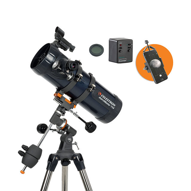 Celestron Astromaster 114 EQ-MD Inkl. Smartphone Adapter & Månefilter