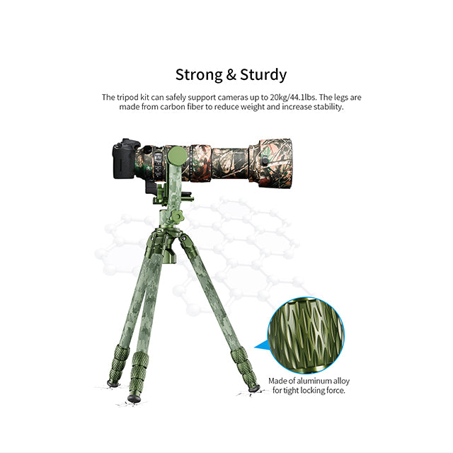 Sirui CT-3204 Kulfiberstativ + CH20 Gimbal Hoved Camoflage