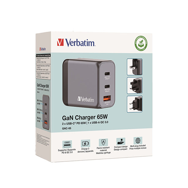 Verbatim USB-C/USB-A Oplader 65W