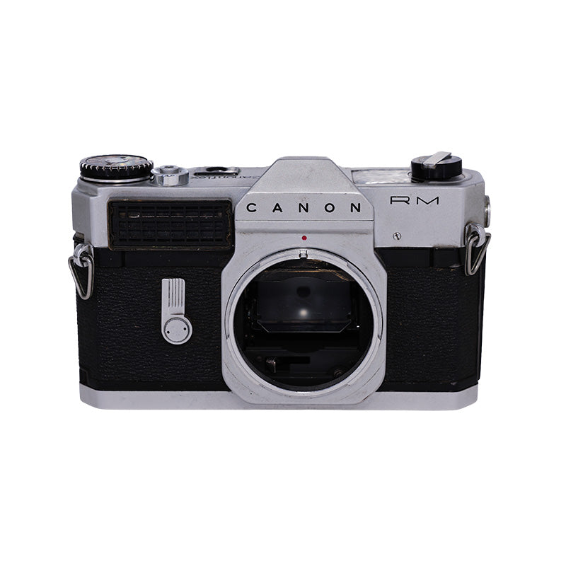 Brugt Canon Canonflex RM i sølv set forfra uden objektiv
