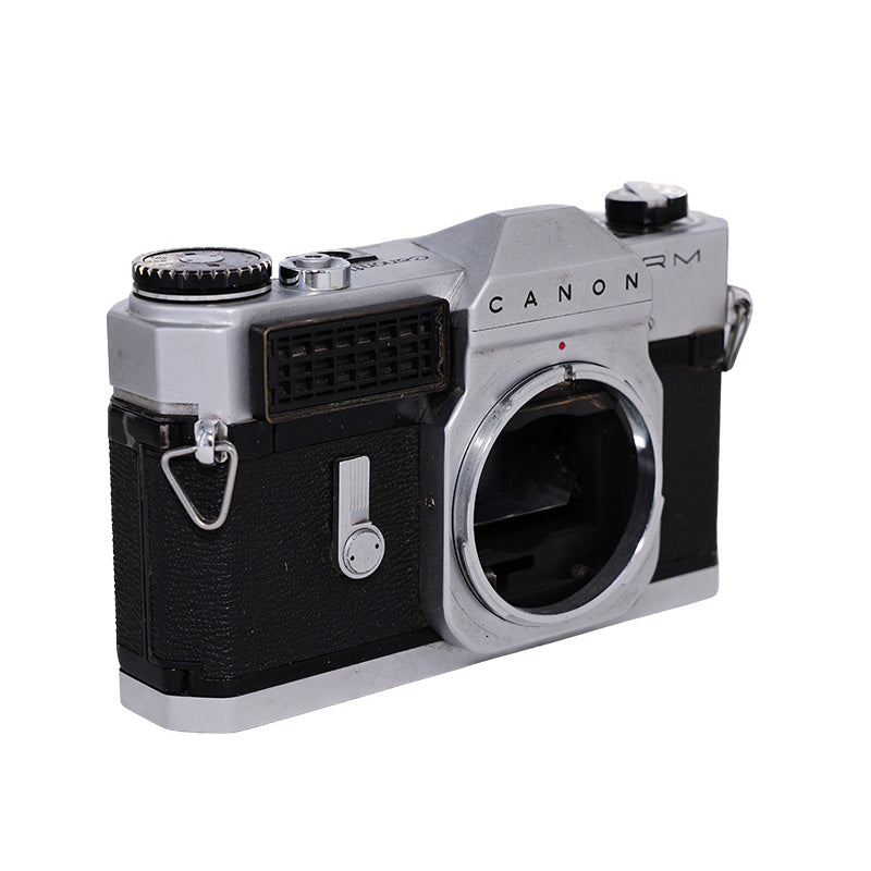 Canon Canonflex RM set ovenfra bagfra med tidshjul og serienummer 132101