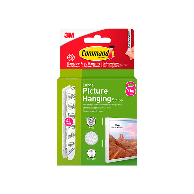 3M Command Strips Billedophæng Hvide 4 Par L