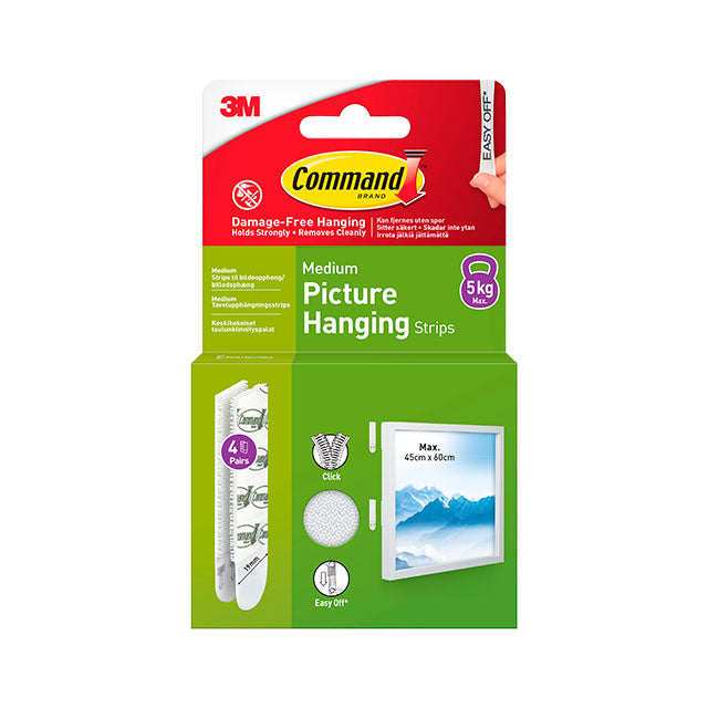 3M Command Strips Billedophæng Hvide 4 Par M
