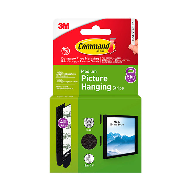 3M Command Strips Billedophæng Sorte 4 Par M