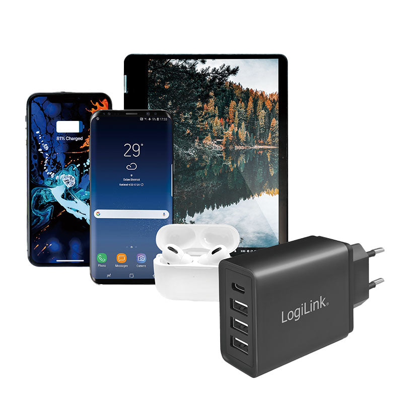 LOGILINK 220V Oplader 3 x USB-A / 1 x USB-C 27W