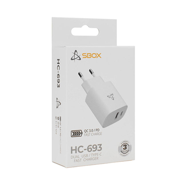 Sbox 220V Adapter USB-C / USB-A 20W