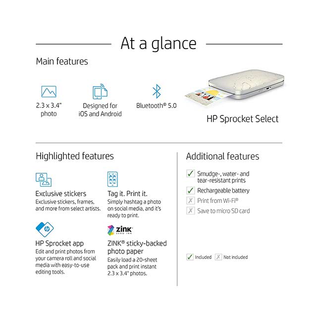 HP Sprocket Select Eclipse Printer
